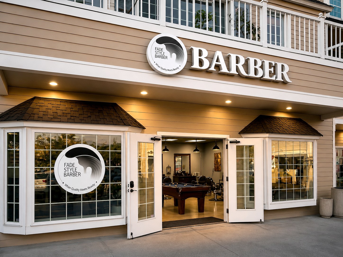 Fade Style Barber shop entrance in Dana Point